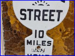 Vintage Police Department Porcelain Sign Old School Street Speed Zone Arrow Kid