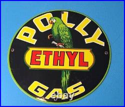 Vintage Polly Ethyl Gasoline Parrot Porcelain Service Station Wiltshire Sign