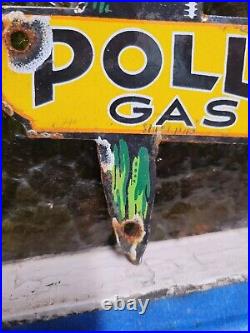 Vintage Polly Gas Porcelain Sign Motor Oil Service Station Pump Advertising