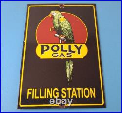 Vintage Polly Motor Oil Sign Porcelain Filling Gas Station Pump Parrot Sign