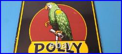 Vintage Polly Motor Oil Sign Porcelain Filling Gas Station Pump Parrot Sign