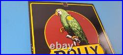 Vintage Polly Motor Oil Sign Porcelain Filling Gas Station Pump Parrot Sign