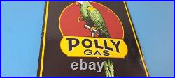 Vintage Polly Motor Oil Sign Porcelain Filling Gas Station Pump Parrot Sign