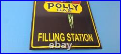 Vintage Polly Motor Oil Sign Porcelain Filling Gas Station Pump Parrot Sign