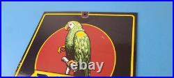 Vintage Polly Motor Oil Sign Porcelain Filling Gas Station Pump Parrot Sign