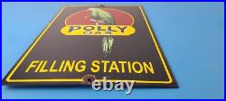 Vintage Polly Motor Oil Sign Porcelain Filling Gas Station Pump Parrot Sign