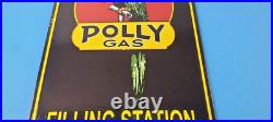 Vintage Polly Motor Oil Sign Porcelain Filling Gas Station Pump Parrot Sign