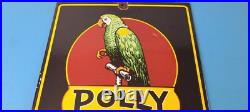 Vintage Polly Motor Oil Sign Porcelain Filling Gas Station Pump Parrot Sign
