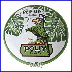 Vintage Polly Motor Oil Sign Porcelain Pep-Up Gasoline Pump Sign