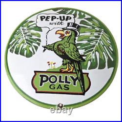 Vintage Polly Motor Oil Sign Porcelain Pep-Up Gasoline Pump Sign