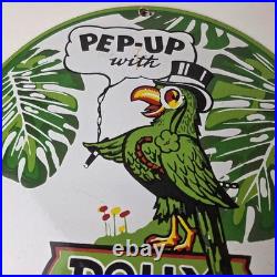 Vintage Polly Motor Oil Sign Porcelain Pep-Up Gasoline Pump Sign
