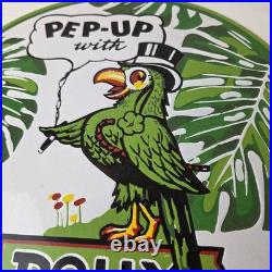 Vintage Polly Motor Oil Sign Porcelain Pep-Up Gasoline Pump Sign
