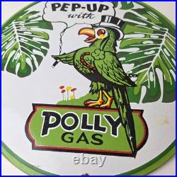 Vintage Polly Motor Oil Sign Porcelain Pep-Up Gasoline Pump Sign