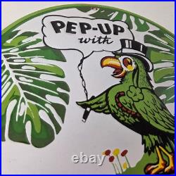Vintage Polly Motor Oil Sign Porcelain Pep-Up Gasoline Pump Sign