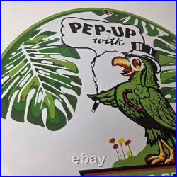 Vintage Polly Motor Oil Sign Porcelain Pep-Up Gasoline Pump Sign