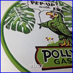 Vintage Polly Motor Oil Sign Porcelain Pep-Up Gasoline Pump Sign