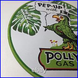 Vintage Polly Motor Oil Sign Porcelain Pep-Up Gasoline Pump Sign