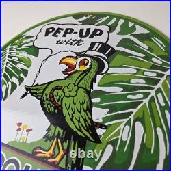 Vintage Polly Motor Oil Sign Porcelain Pep-Up Gasoline Pump Sign