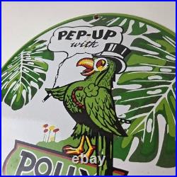 Vintage Polly Motor Oil Sign Porcelain Pep-Up Gasoline Pump Sign
