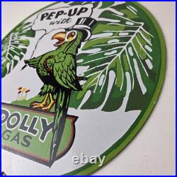 Vintage Polly Motor Oil Sign Porcelain Pep-Up Gasoline Pump Sign