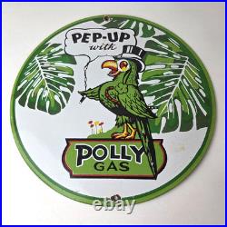 Vintage Polly Motor Oil Sign Porcelain Pep-Up Gasoline Pump Sign