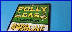 Vintage Polly Motor Oil Sign Porcelain Prices Service Gas Pump Plate Sign