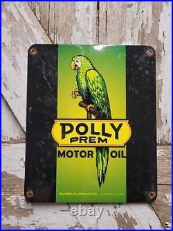 Vintage Polly Porcelain Sign Wilshire Motor Oil Los Angeles California Gas Bird