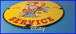 Vintage Pontiac Automobiles Sign Flintstones Cave Man Porcelain Gas Pump Sign