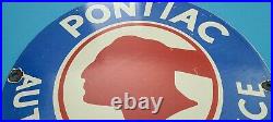 Vintage Pontiac Porcelain Gas Motor Oil Automobile Sales Autorized Service Sign