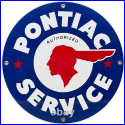 Vintage Pontiac Service Porcelain Sign Dealership Gas Station Motor Oil Garage