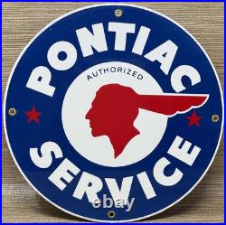 Vintage Pontiac Service Porcelain Sign Dealership Gas Station Motor Oil Garage