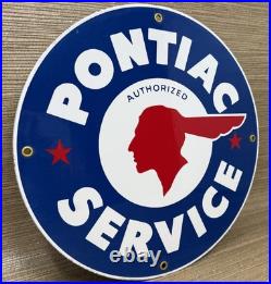 Vintage Pontiac Service Porcelain Sign Dealership Gas Station Motor Oil Garage