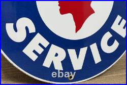 Vintage Pontiac Service Porcelain Sign Dealership Gas Station Motor Oil Garage