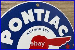 Vintage Pontiac Service Porcelain Sign Dealership Gas Station Motor Oil Garage