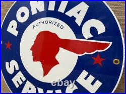 Vintage Pontiac Service Porcelain Sign Dealership Gas Station Motor Oil Garage