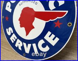 Vintage Pontiac Service Porcelain Sign Dealership Gas Station Motor Oil Garage