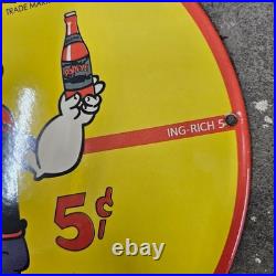 Vintage Popeye Drink Old Us Gasoline Oil Gas Pump Enamel Porcelain Sign