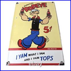 Vintage Popeye Porcelain Sign Drink 5¢ I Yam What I Yam Sign