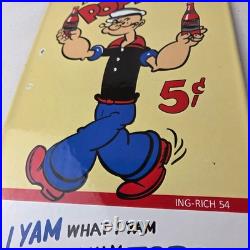 Vintage Popeye Porcelain Sign Drink 5¢ I Yam What I Yam Sign