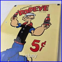 Vintage Popeye Porcelain Sign Drink 5¢ I Yam What I Yam Sign