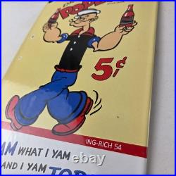 Vintage Popeye Porcelain Sign Drink 5¢ I Yam What I Yam Sign
