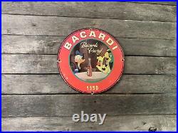 Vintage Porcelain Bacardi Gas And Oil Sign