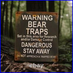 Vintage Porcelain Bear Trap Sign US Forestry Service Wildlife Gas Oil