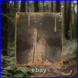 Vintage Porcelain Bear Trap Sign US Forestry Service Wildlife Gas Oil