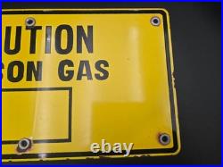 Vintage Porcelain CAUTION POISON GAS Industrial Safety Sign H2S Oil Gas Station