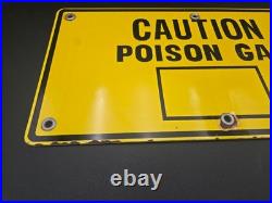 Vintage Porcelain CAUTION POISON GAS Industrial Safety Sign H2S Oil Gas Station