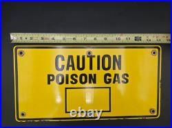 Vintage Porcelain CAUTION POISON GAS Industrial Safety Sign H2S Oil Gas Station