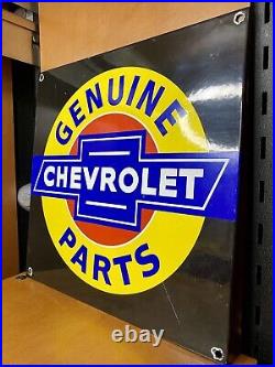Vintage Porcelain Chevrolet Heavy Genuine Parts heavy porcelain enamel sign