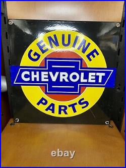 Vintage Porcelain Chevrolet Heavy Genuine Parts heavy porcelain enamel sign