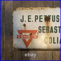 Vintage Porcelain Conoco Oil Field Sign Goliad Texas Well No 18 J E Pettus Lease
